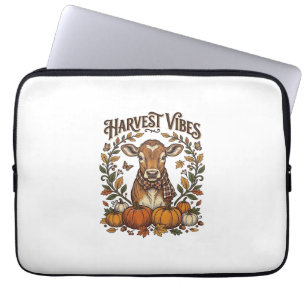 Autumn Calf Shirt Vintage Engraving Harvest Pumpki Laptop Sleeve