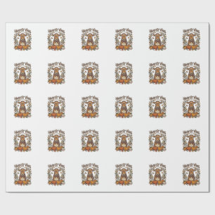 Autumn Calf Shirt Vintage Engraving Harvest Pumpki Wrapping Paper