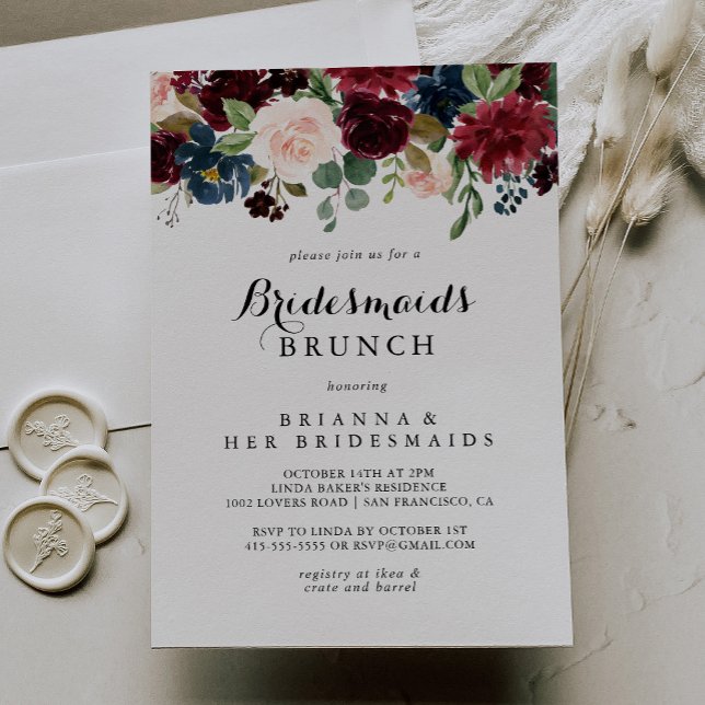 Autumn Calligraphy Bridesmaids Brunch Shower Invitation (Creator Uploaded)