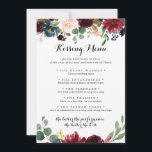 Autumn Calligraphy Wedding Kissing Menu Game Card<br><div class="desc">This autumn calligraphy wedding kissing menu game card is perfect for a modern wedding reception. The design features burgundy,  red,  navy,  blue and blush radiant and graceful hand-painted flowers,  inspiring natural beauty.</div>