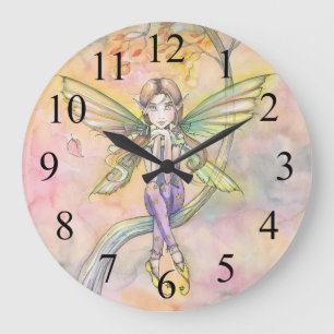 Autumn Calling Cute Fairy Wall Clock