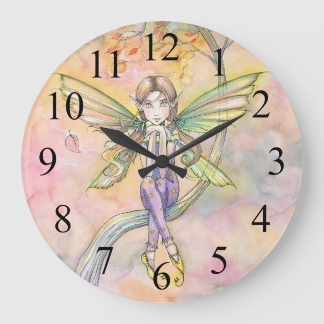 Autumn Calling Cute Fairy Wall Clock (Front)