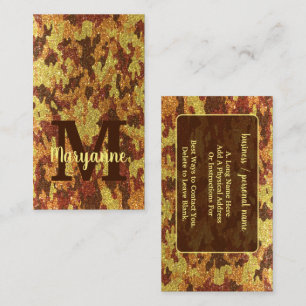 Autumn Camouflage Glitter Orange Hunting Camo Business Card