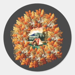 Autumn Camping: A Cosy Escape into Nature Classic Round Sticker