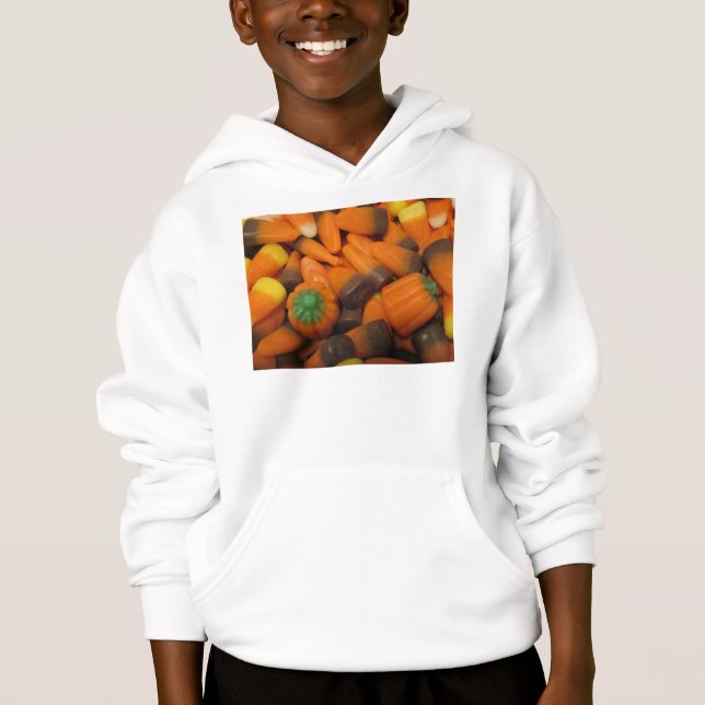 Autumn Candy Corn Kids Hooded Sweatshirt (Front)