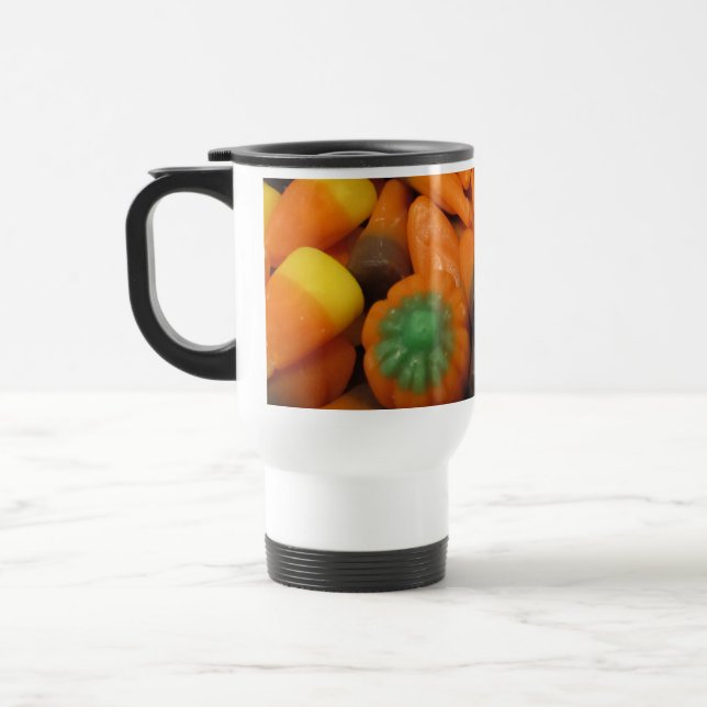 Autumn Candy Corn Travel Mug (Left)