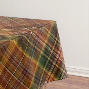 Autumn Canopy Brown, Rust Red, and Green Plaid Tablecloth
