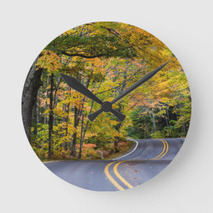 Autumn Canopy Of Colour Along Highway 41 Round Clock