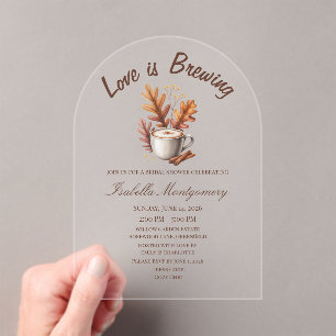 Autumn Cappuccino Bridal Shower Acrylic Invitations