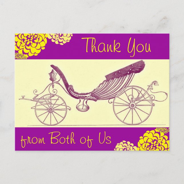 Autumn Carriage and Mums Thank You Postcards (Front)