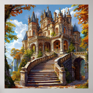 🏰 Autumn Castle Landscape For Fantasy Home Poster