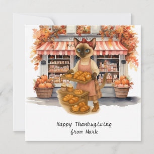 Autumn Cat at BAKERY SHOP – Fall Season Greeting Holiday Card