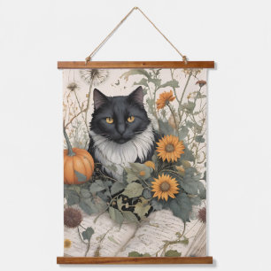 Autumn Cat Dandelion Hanging Tapestry