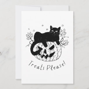 Autumn Cat Halloween Run Holiday Card