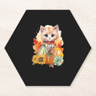 Autumn Cat It’s Fall Y’all Pumpkins Autumn Hallowe Paper Coaster