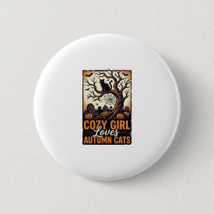Autumn Cat Lover Vintage Halloween Girl Shirt Desi 6 Cm Round Badge