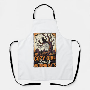 Autumn Cat Lover Vintage Halloween Girl Shirt Desi Apron