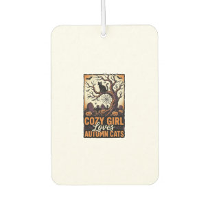 Autumn Cat Lover Vintage Halloween Girl Shirt Desi Car Air Freshener