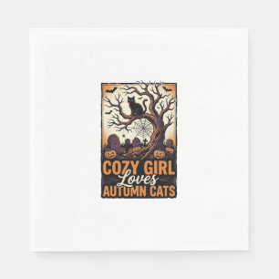 Autumn Cat Lover Vintage Halloween Girl Shirt Desi Napkin