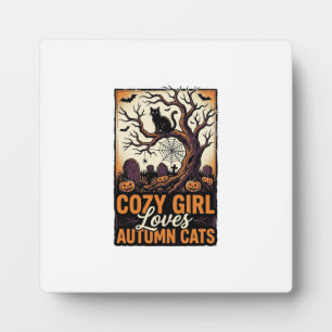 Autumn Cat Lover Vintage Halloween Girl Shirt Desi Plaque