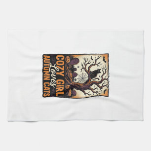 Autumn Cat Lover Vintage Halloween Girl Shirt Desi Tea Towel