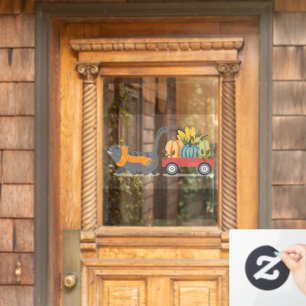 Autumn Cat & Pumpkins Window Cling