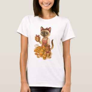 Autumn Cat with Bakery for Thanksgiving Tri-Blen T-Shirt