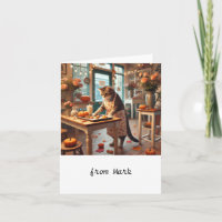 Autumn Cat with Flowers – Fall Season Greeting