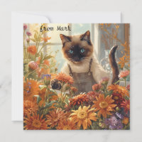 Autumn Cat with Flowers – Fall Season Greeting