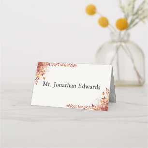 Autumn Catholic Red and Gold Wedding Place Card