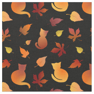 Autumn Cats Pattern Fabric