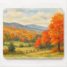 Autumn Catskill Mountains Watercolor Landscape