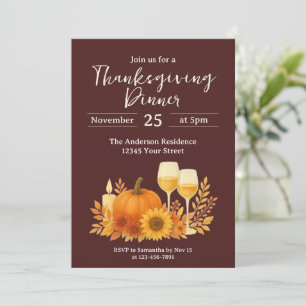Autumn Celebration - Elegant Gold Thanksgiving  Invitation