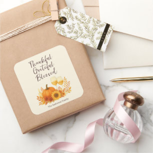Autumn Celebration - Elegant Gold Thanksgiving  Square Sticker