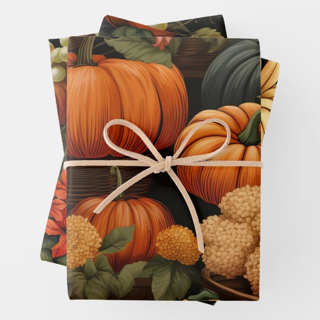 Autumn Celebration Wrapping Paper Sheet (In situ)