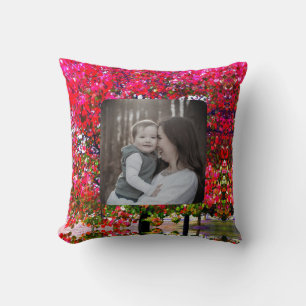 Autumn Changing Leaves, pink impressionistic trees Cushion