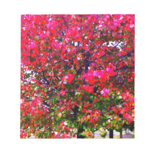 Autumn Changing Leaves, pink impressionistic trees Notepad
