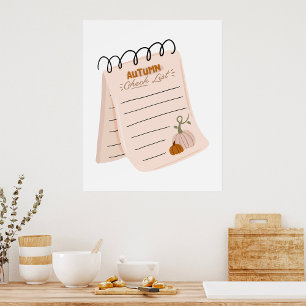 Autumn Checklist Notepad Fall To Do List  Poster