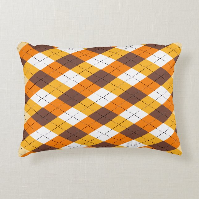 Autumn Chequered Art Pattern Pillow (Front)