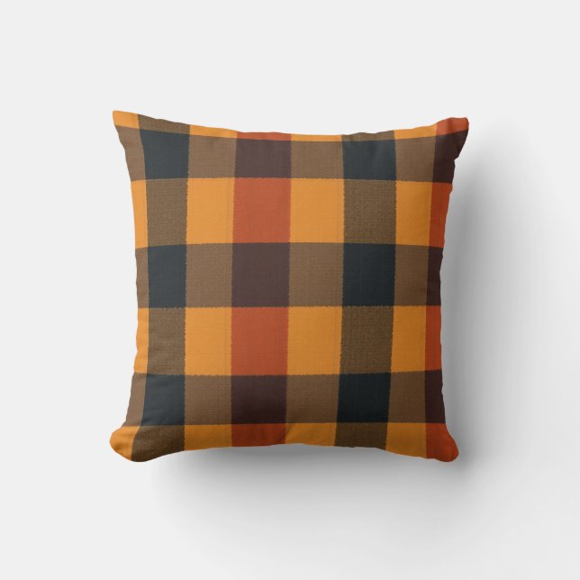 autumn chequered pattern sofa pillow (Front)