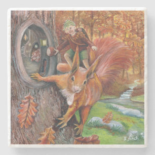 Autumn Chestnut Elf Stone Coaster