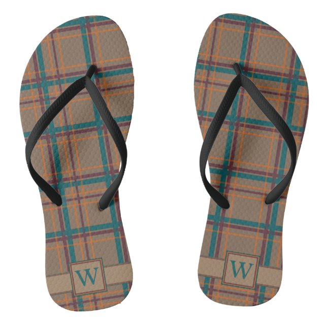 Autumn Chic Plaid Flip Flops (Footbed)
