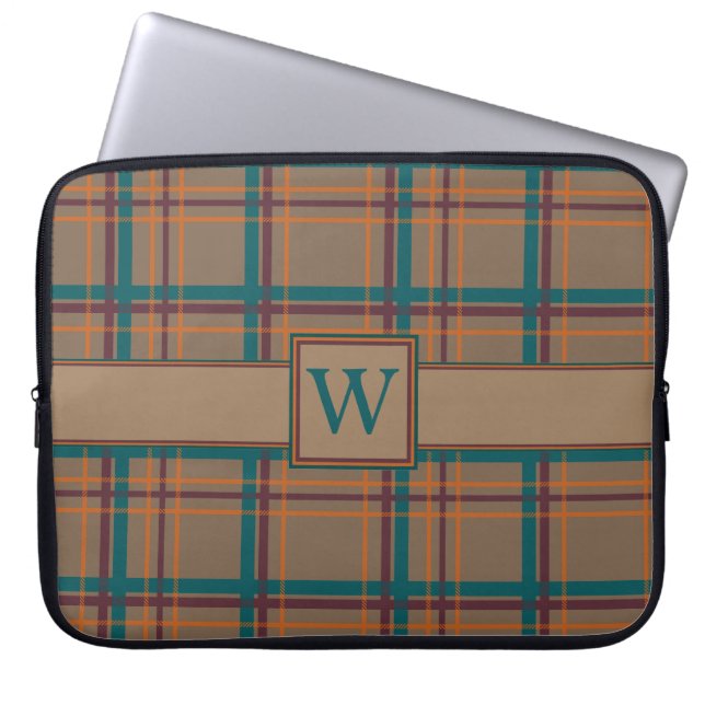 Autumn Chic Plaid Laptop Sleeve (Front)