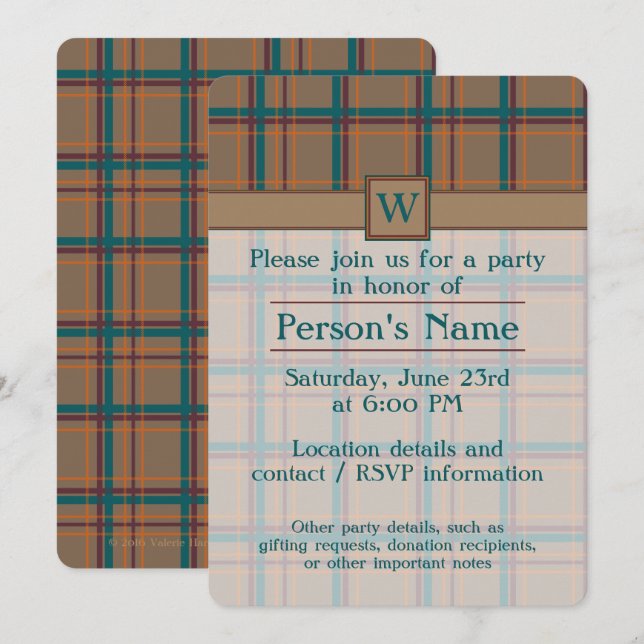 Autumn Chic Plaid Party Invitation (Front/Back)