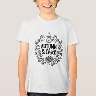 Autumn & Chill | Cosy Fall Hand-Lettered Line Art Tri-Blend Shirt