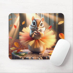 Autumn Chipmunk Wearing a Tutu Mouse Mat