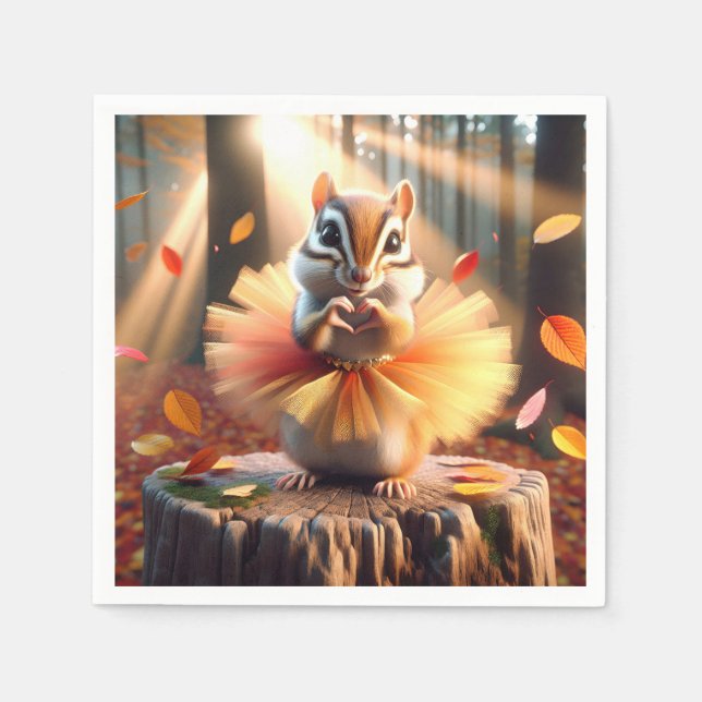 Autumn Chipmunk Wearing a Tutu Napkin (Front)
