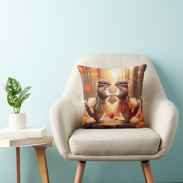 Autumn Chipmunks Dancing Cushion (Chair)