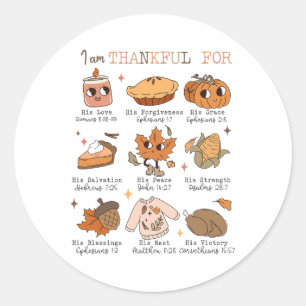 Autumn Christian Thanksgiving Bible Verse I Am Tha Classic Round Sticker