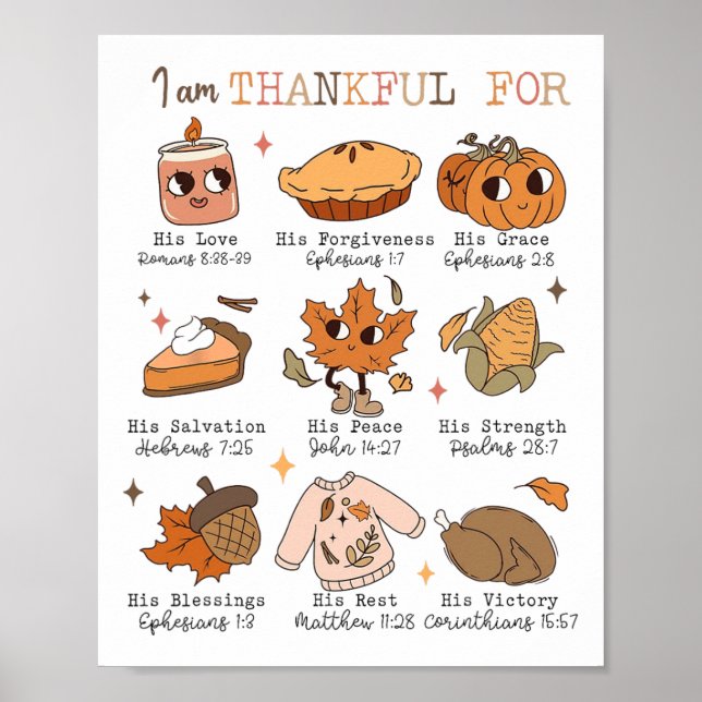 Autumn Christian Thanksgiving Bible Verse I Am Tha Poster (Front)
